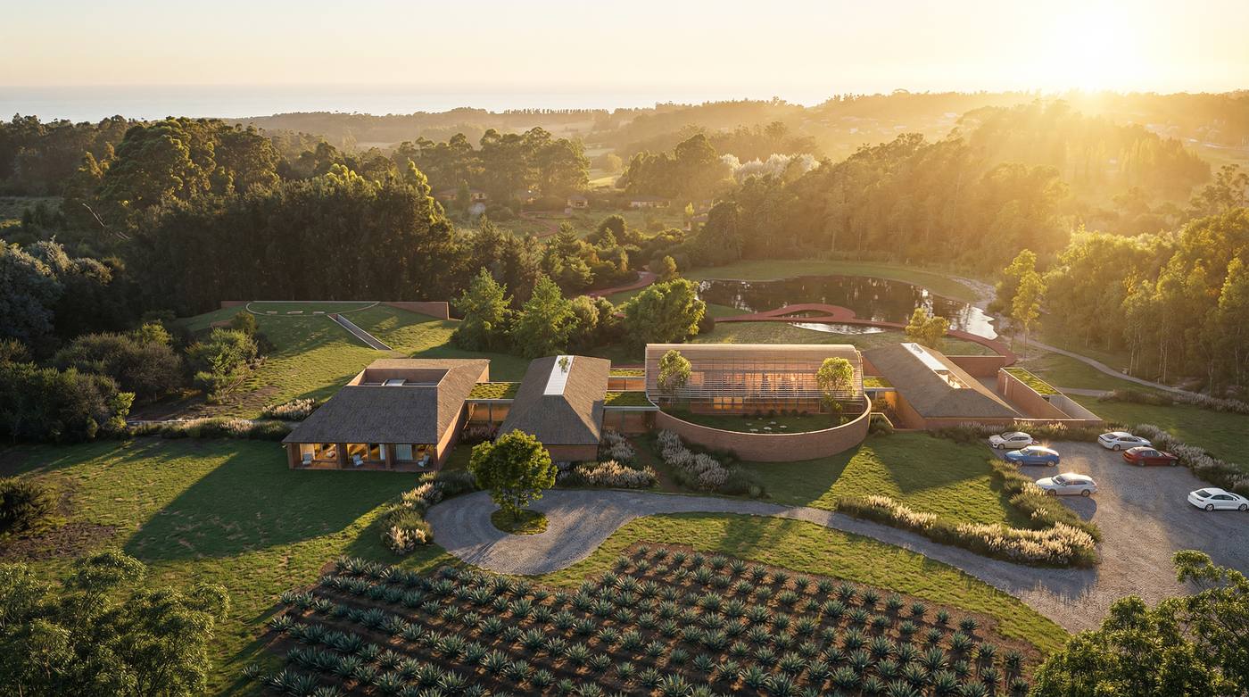 Sonido Hotel — vista aérea al atardecer
